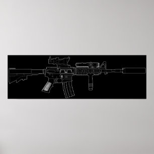 M4 SOPMOD Schwarzes Poster