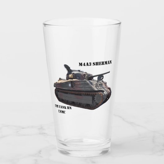 M4A3 Sherman-Tank "Iwo Jima Überlebende Pint Glas (Vorderseite)