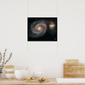 M51 Whirlpool und Nebengalaxien Poster (Küche)