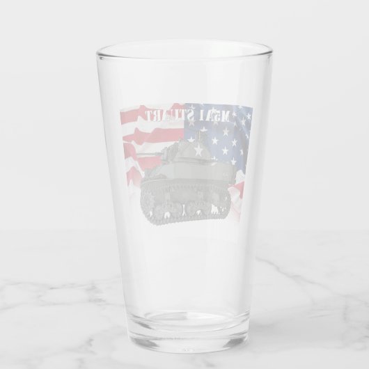 M5A1 Stuart mit amerikanischem Flaggengrundglas Glas (Rückseite)