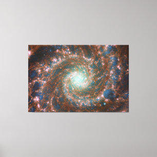 M74 Spiralgalaxie NGC 628 Hubble & JWST Leinwanddruck