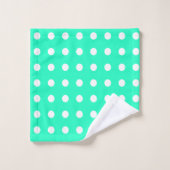M8nt Green and White Polka Dots Badhandtuch Set (Waschlappen)