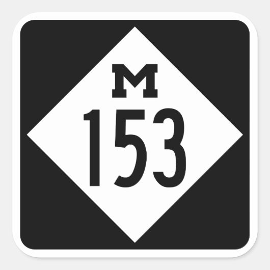 M-153 Ford Road Michigan Hwy Sign Square Sticker (Vorderseite)