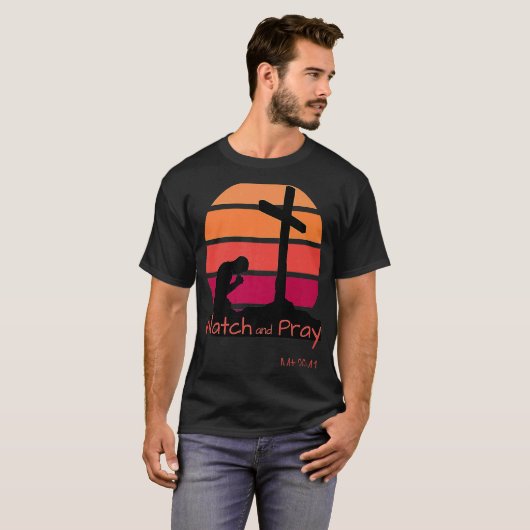 M 2641 Retro Sunset Man kniet C T-Shirt (Vorne ganz)