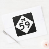 M-59 Highland/Hall Rd Mich Hwy Sign Square Sticker (Umschlag)