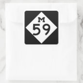 M-59 Highland/Hall Rd Mich Hwy Sign Square Sticker (Tasche)