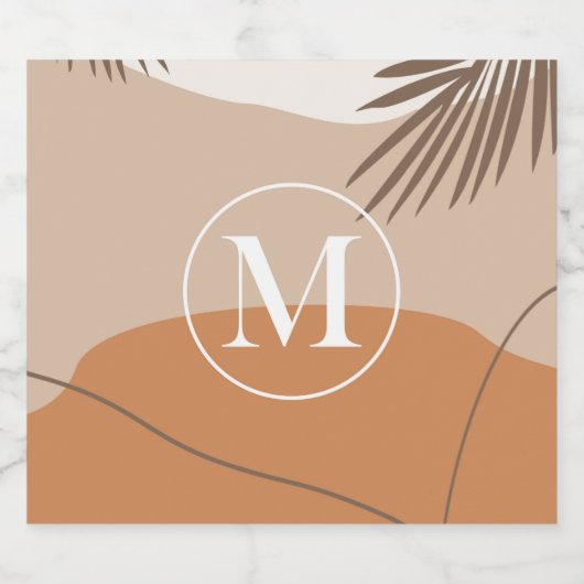 M - Anfangsbuchstaben M Abstraktes Design Alkoholflaschenetikett (Einzelnes Label)