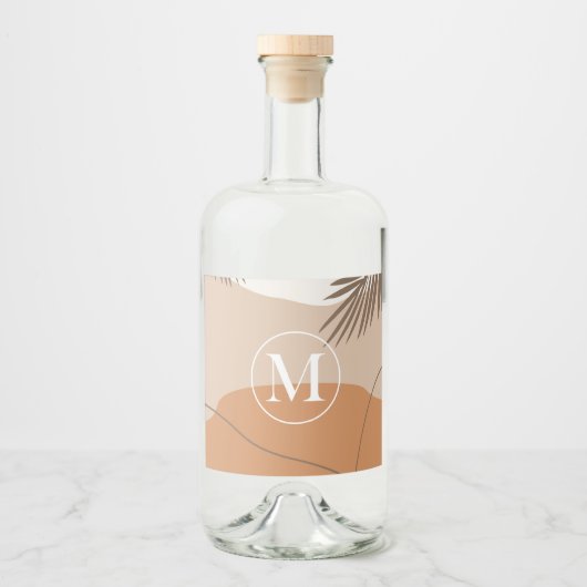 M - Anfangsbuchstaben M Abstraktes Design Alkoholflaschenetikett (Vorderseite)