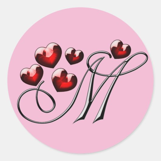 M-Aufkleber für Monogramm Runder Aufkleber (Vorderseite)