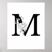 M botanische Monogramm. Initialbuchstaben mit Baue Poster (Vorne)