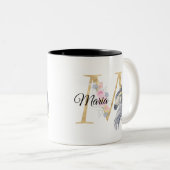 M Buchstabe personalisierte Bezeichnung Monogramm Zweifarbige Tasse (VorderseiteRechts)