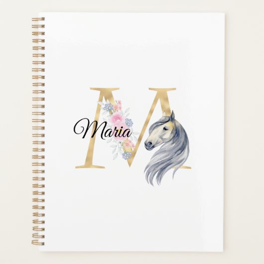 M Buchstabe personalisierter Name Monogramm mit Pf Planer (Vorderseite)