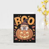 M Costume On Pumpkin Halloween Meranian  Karte (Gelbe Blume)