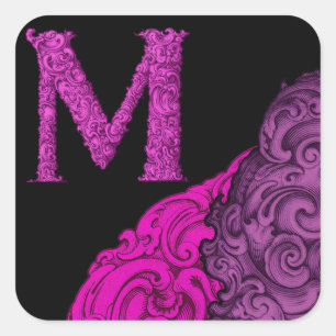 M - Das Falck-Alphabet (Pink) Quadratischer Aufkleber