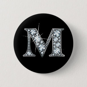 "M" Diamant Bling Button