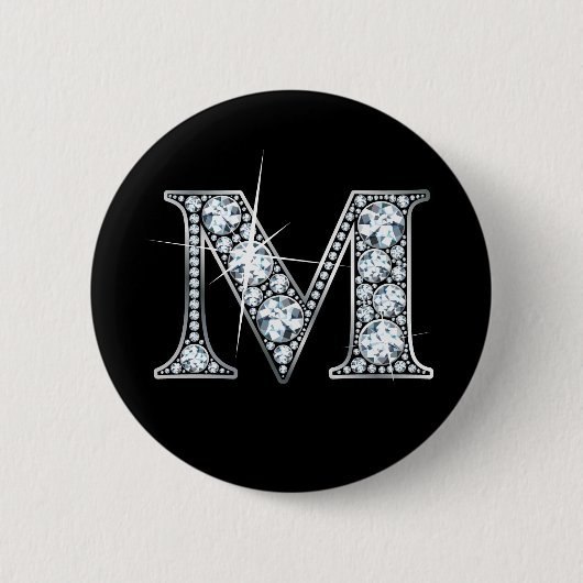 "M" Diamant Bling Button (Vorderseite)