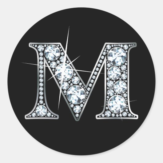 "M" Diamant Bling Sticker (Vorderseite)