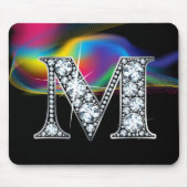 "M" Diamantblende mit Rainbow Swirl Mousepad (Vorne)