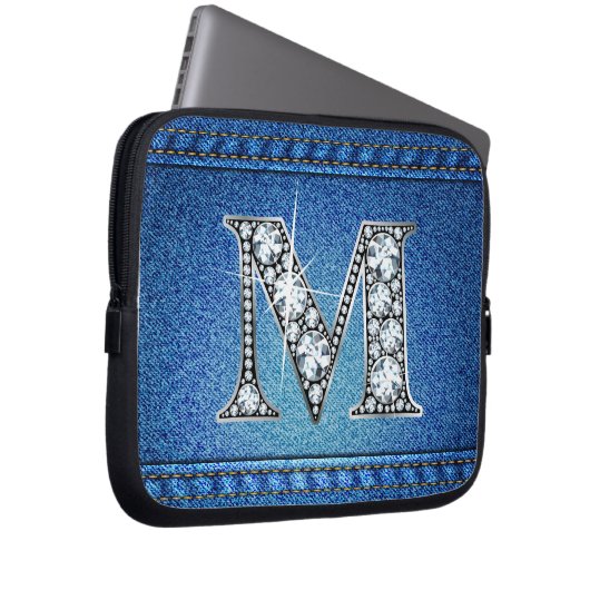 M "Diamond" Denim Stitching Electronics Bag Laptopschutzhülle (Vorne Rechts)