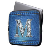 M "Diamond" Denim Stitching Electronics Bag Laptopschutzhülle (Vorderseite Links)