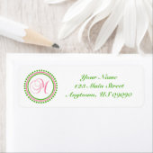 M Dot Circle Mongram Address Label (rosa / grün) (Insitu)