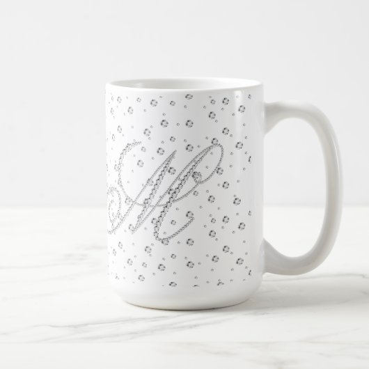 M Erstmalige Monogramm-weiße Diamanten drucken Kaffeetasse (Rechts)