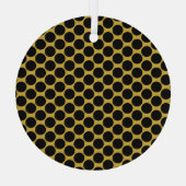 M Gold Desk Mat mit modernem Black Dot Style Circl Ornament Aus Glas (Rückseite)