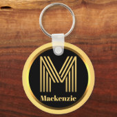 M Gold Mit Monogramm Letter Personalisiert Schlüss Schlüsselanhänger (Vorderseite)