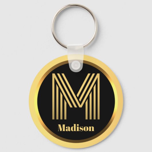 M Gold Mit Monogramm Letter Personalisiert Schlüsselanhänger (Vorderseite)