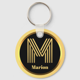M Gold Mit Monogramm Letter Personalisiert Schlüsselanhänger