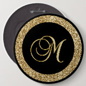 M goldenes Monogramm schwarz Button (Vorne & Hinten)