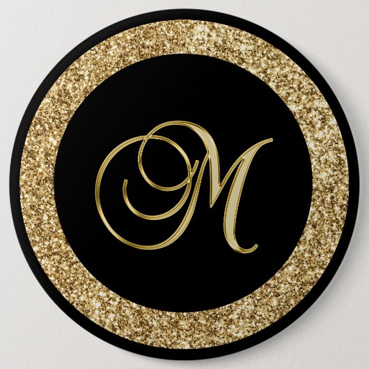 M goldenes Monogramm schwarz Button (Vorderseite)