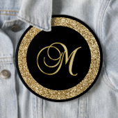 M goldenes Monogramm schwarz Button (Beispiel)