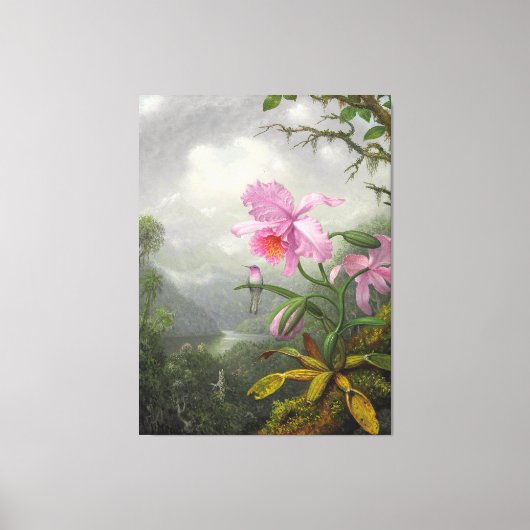M. HEADE - Hummingbird Auf der Orchid-Pflanze Leinwanddruck (Vorderseite)