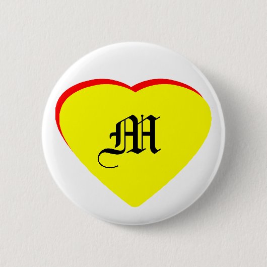 "M" Herzgelbe rote Hochzeit Einladung des MUSEUMS Button (Vorderseite)