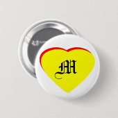 "M" Herzgelbe rote Hochzeit Einladung des MUSEUMS Button (Vorne & Hinten)