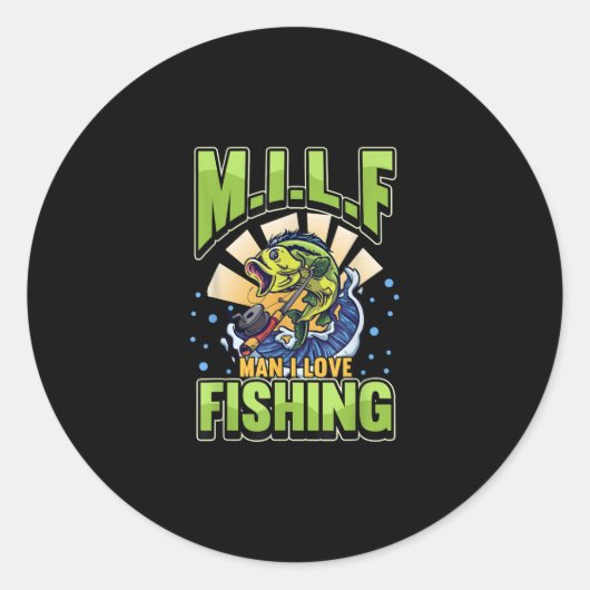 M.I.L.F Mann I Liebe Fischerei Fischer Runder Aufkleber (Vorderseite)