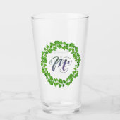M Initial Boho Green Foliage Kreath Niedlich Hübsc Glas (Vorderseite)