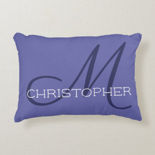 M Initial Elegant Name Periwinkle Blue Stilvoll Dekokissen