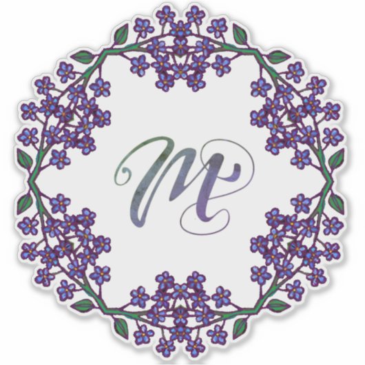M Initial Unique & Bizarre Boho Blume Hübsch Aufkleber (Vorderseite)