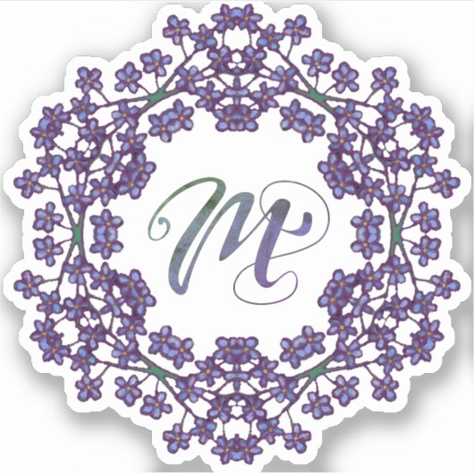 M Initial Unique & Bizarre Boho Blume Hübsch Aufkleber (Vorderseite)