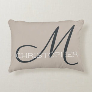 M Initiale Neutrales Taupe-Beige Personalisiert Dekokissen