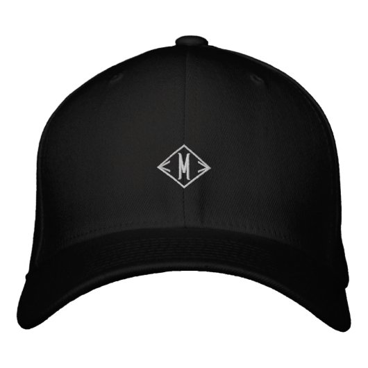 M Initialen oder Logo Monogramm Flexfit Wollmütze  Bestickte Baseballkappe (Vorderseite)
