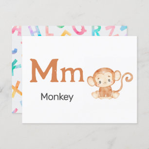 M is for Monkey - Alphabet Flash Card Postkarte