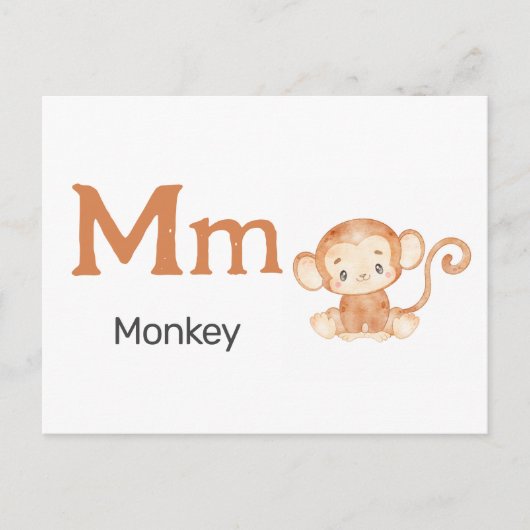 M is for Monkey - Alphabet Flash Card Postkarte (Vorderseite)