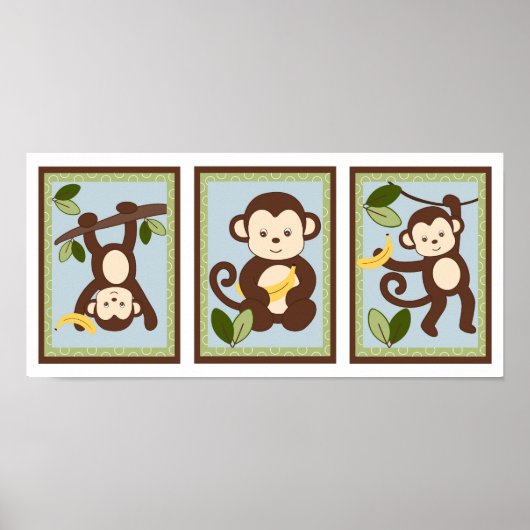 M ist für das Monkey Dschungel Kinderzimmer Mauer Poster (Vorne)