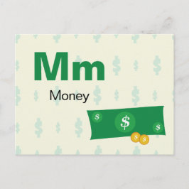 M ist für Geld - Alphabet Flash Card Postkarte