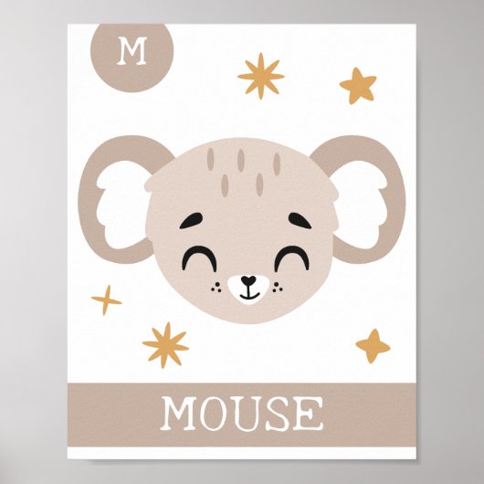M ist für Maus, Kinderzimmer, Schlafzimmer, Kinder Poster (Vorne)