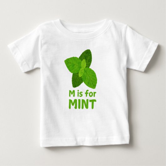 M ist für MINT Green Veggie Alphabet m Baby T-shirt (Vorderseite)