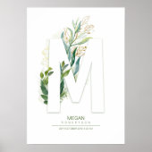 M Letter Monogram Gold Greenerage Foliage Chic Poster (Vorne)